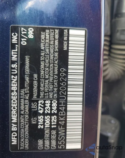 2017 Mercedes-Benz C 300 4Matic from USA, damaged, VIN 55SWF4KB4HU206299